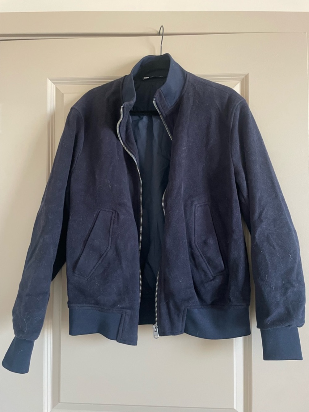 NWOT Zara Men's Dark Navy Bomber Jacket